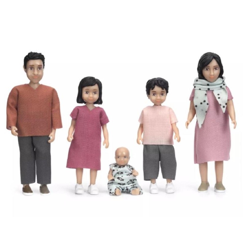 Lundby Dolls House Jamie Family Mum Dad with 2 Kids and Baby Modern People 1:18