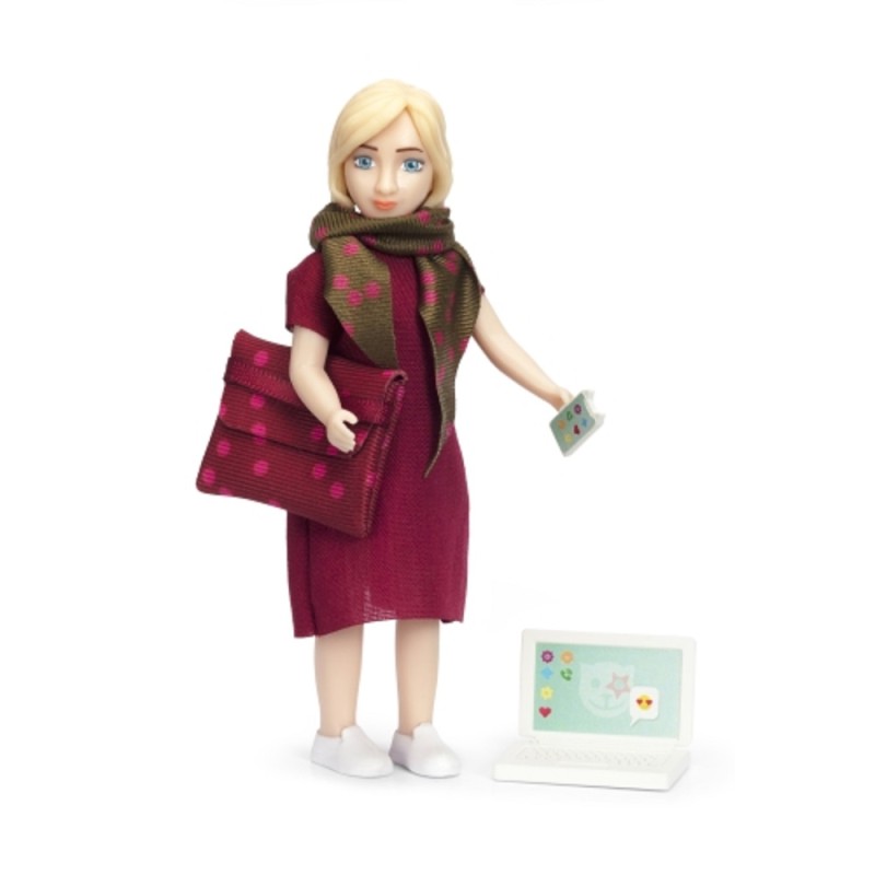 Lundby Dolls House Lady with Laptop, Mobile Phone & Computer Bag Modern People