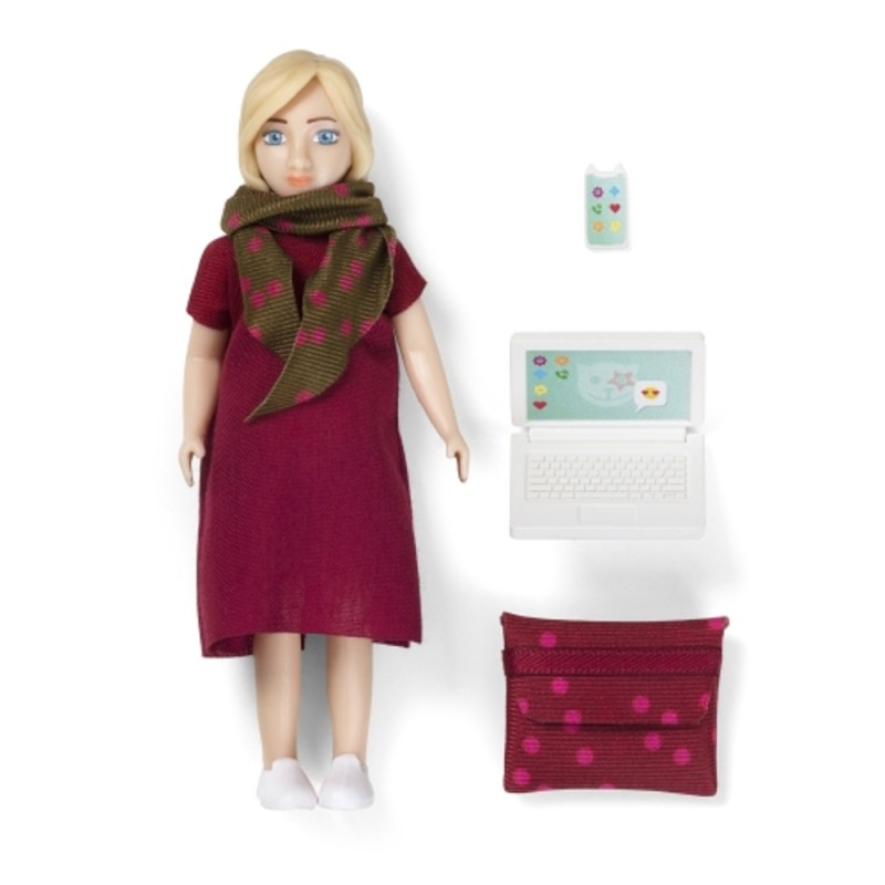 Lundby Dolls House Lady with Laptop, Mobile Phone & Computer Bag Modern People