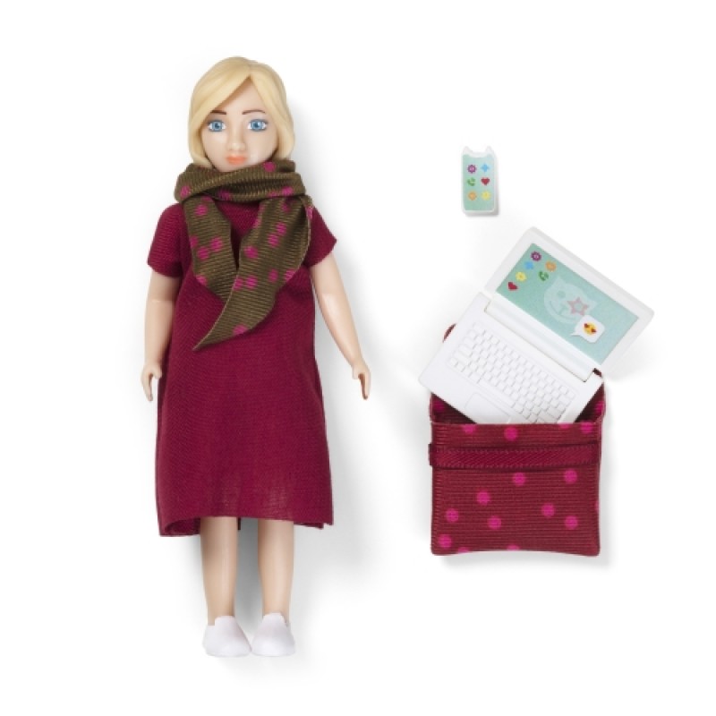 Lundby Dolls House Lady with Laptop, Mobile Phone & Computer Bag Modern People