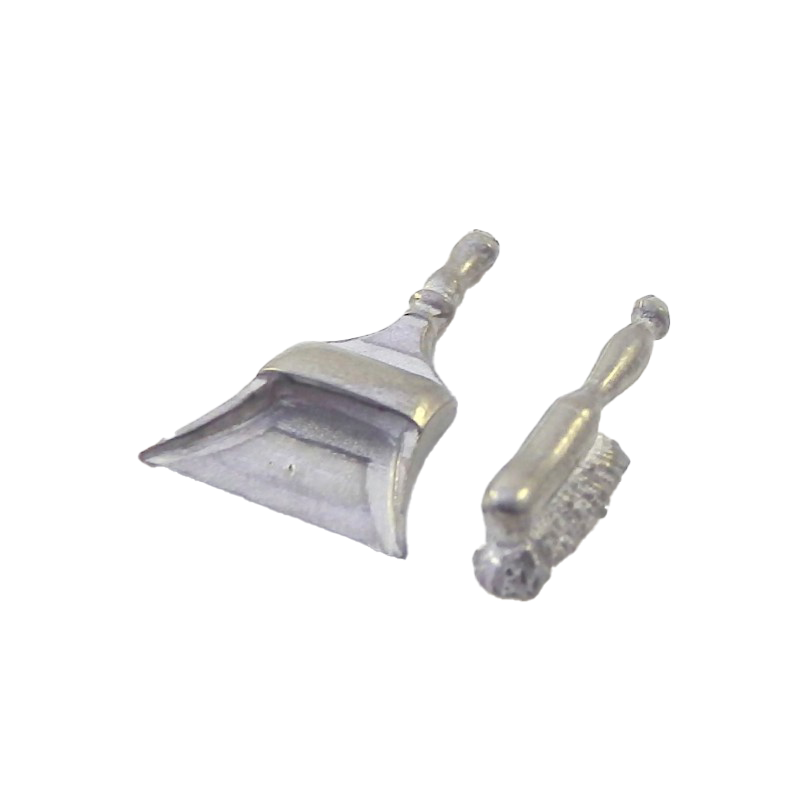 Dolls House Pewter Dustpan & Brush 1:24 Scale Miniature Accessory