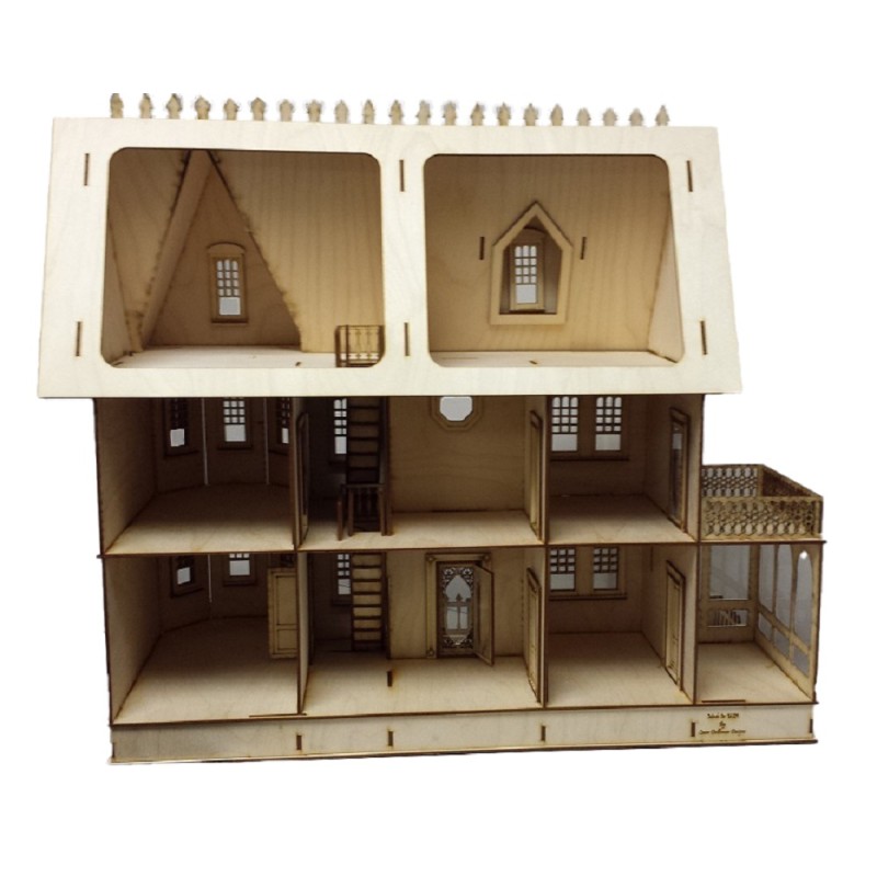 Stephanie Country Mansion Dolls House 1:24 Half Inch Lazer Cut Flat Pack Kit