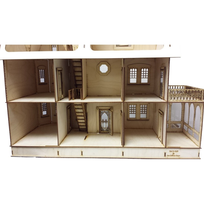 Stephanie Country Mansion Dolls House 1:24 Half Inch Lazer Cut Flat Pack Kit