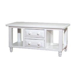 Dolls House Modern White Coffee Table with Drawers Miniature 1:12 Furniture