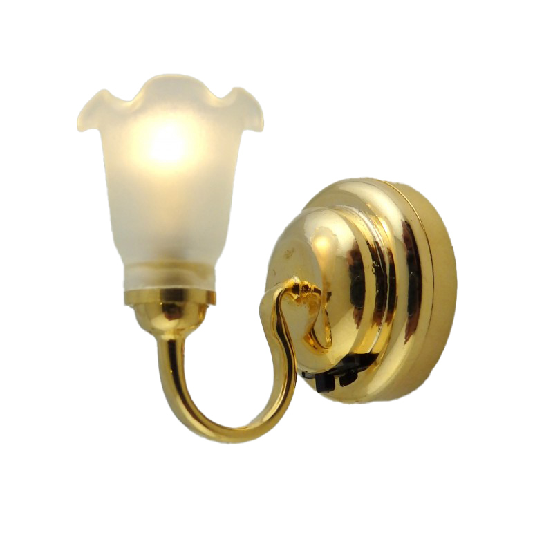 Dolls House Miniature LED Battery Frosted Tulip Wall Sconce Light