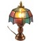 Dolls House Bronze Table Lamp Coloured Tiffany Shade 12V Electric Lighting