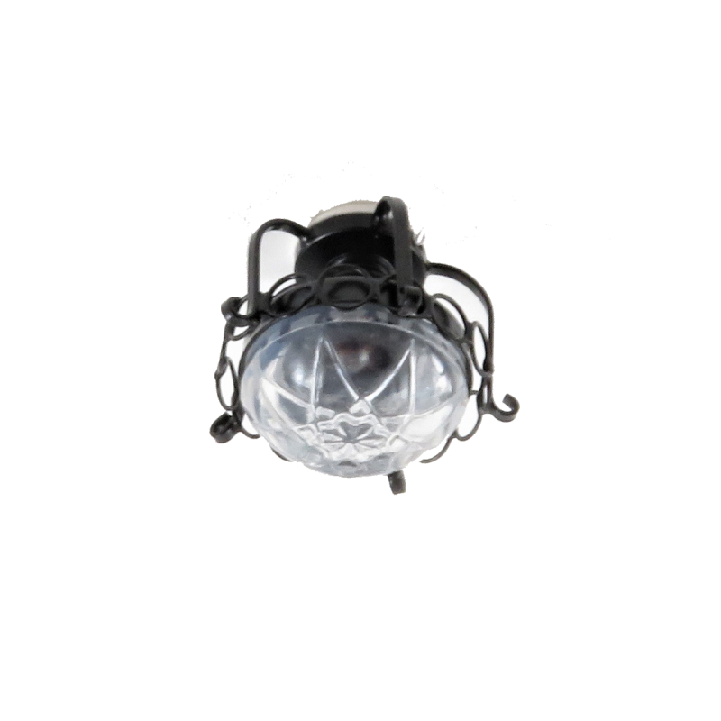 Dolls House Round Black Wrought Iron Electric Ceiling Light Miniature Lighting