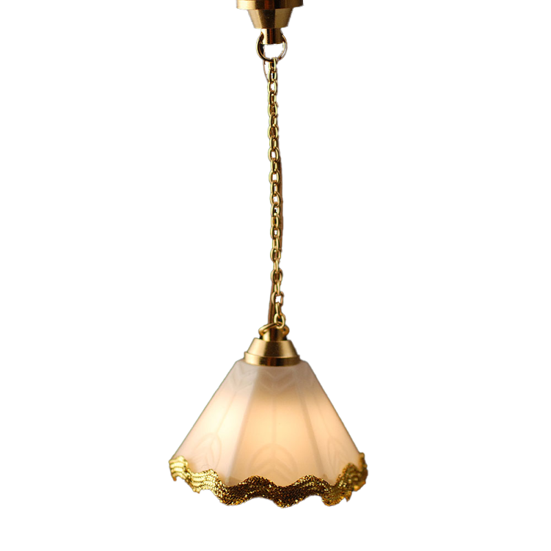 Dolls House Chatsworth Hanging Ceiling Light White & Gold 12V Electric Lighting