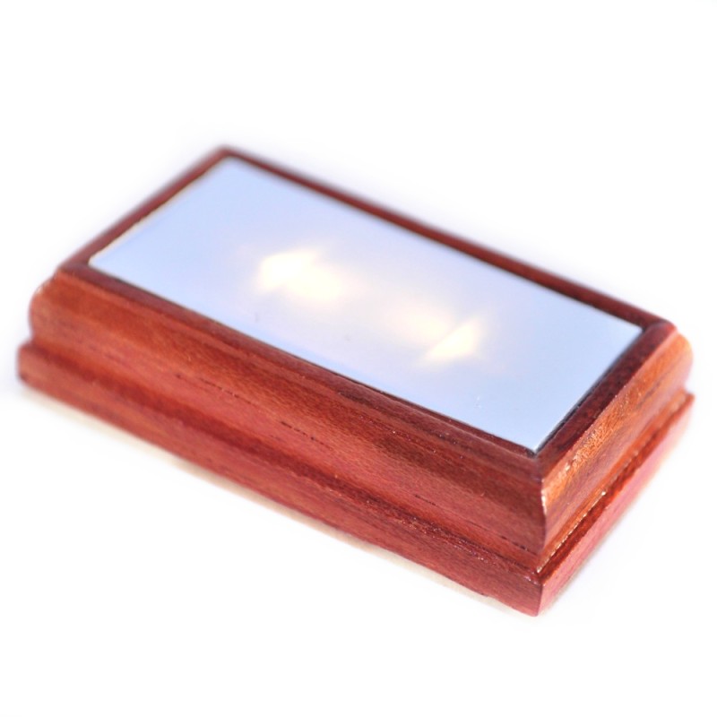 Dolls House Rectangular Flush Ceiling Light Walnut Wood LED Battery Lighting