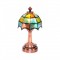 Dolls House Bronze Table Lamp Multi Coloured Shade LED Battery Light