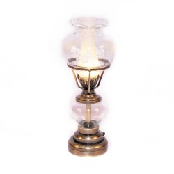 1:12 Scale Victorian LED Battery Brass Oil Lamp Tumdee Dolls House Light 5084B 