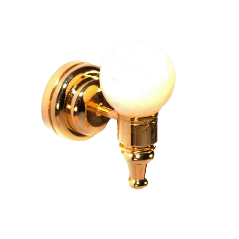 Dolls House Brass Single Wall Light White Globe Shades LED Battery Lighting