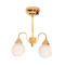 Dolls House Brass Double Ceiling Light White Globe Shades LED Battery Lighting