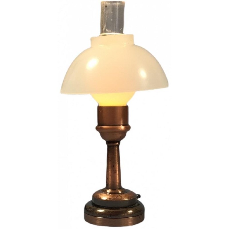 Dolls House Copper Oil Table Lamp Ornate Miniature LED Battery Lighting 1:12