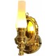 Dolls House Brass Oil Lamp Wall Light & Ornate Back Plate LED Battery Lighting