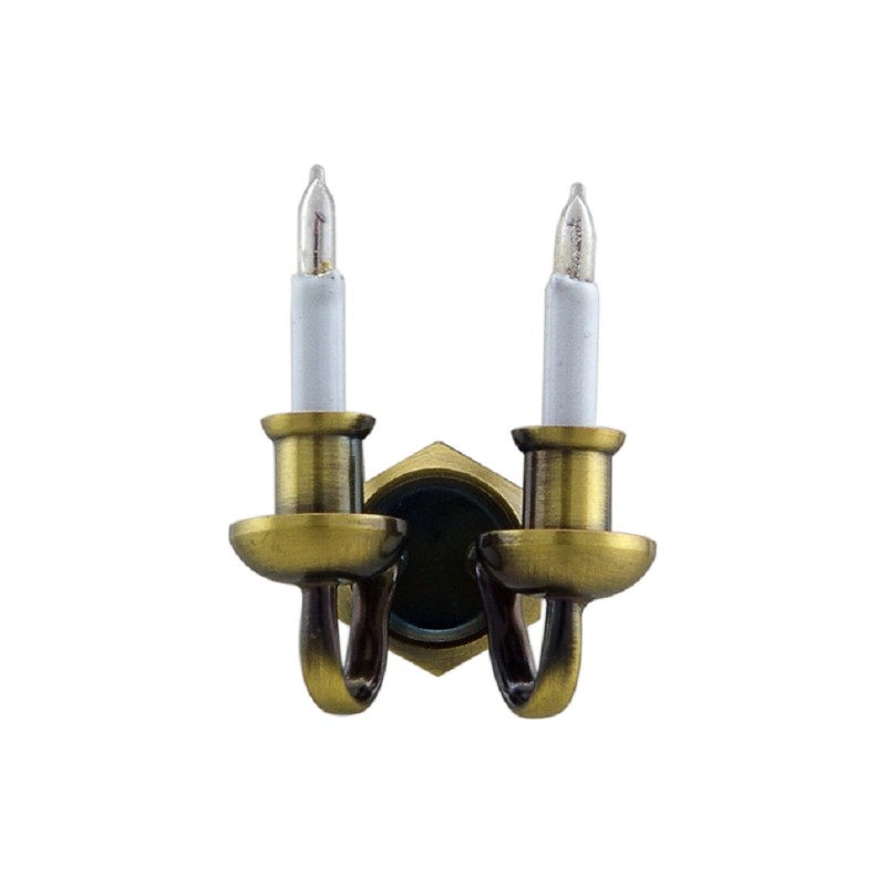 Dolls House Nostalgic Double Candle Wall Light Miniature Electric