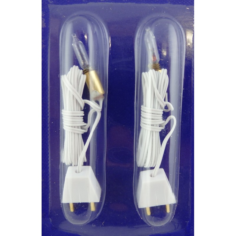 Dolls House Lighting Spare 2 Candle Flame Bulb Holder Wire & Plug