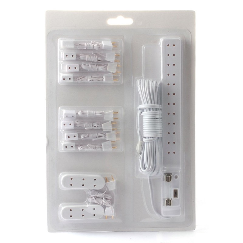 Dolls House Lighting Wiring Kit Socket Power Strip Extensions Plugs 11 Piece Set