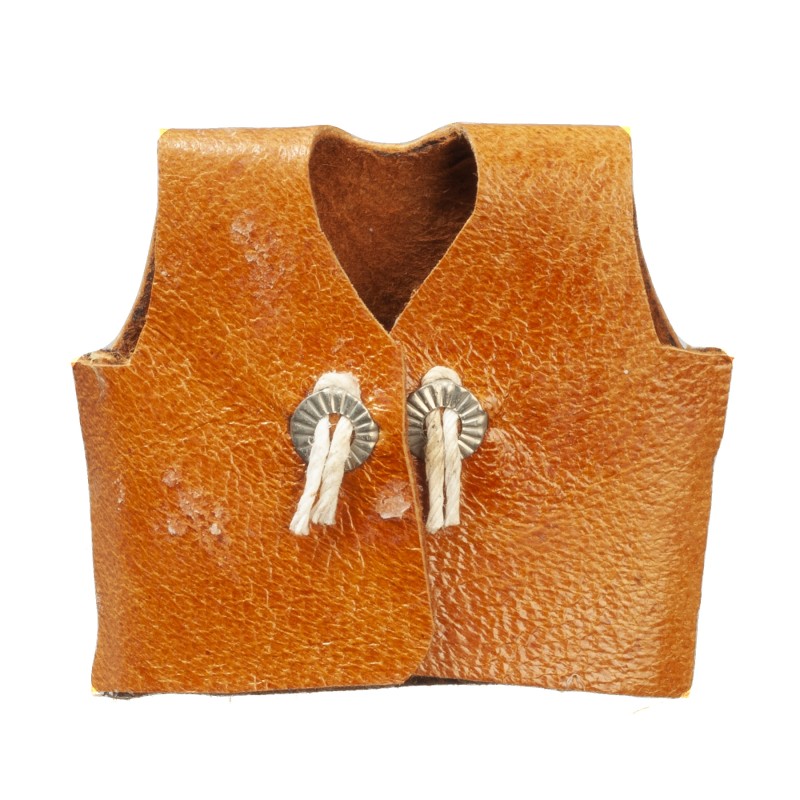 Dolls House Brown Leather Cowboy Vest Miniature Western Ranch Accessory 1:12