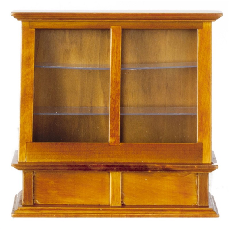 Dolls House Walnut Display Cabinet Case Miniature Shop Furniture Store Fitting