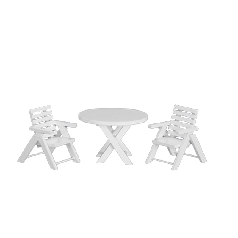 Dolls House White Wooden Table & Chairs Miniature Garden Patio Furniture 