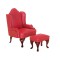 Dolls House Red Leather Wing Back Armchair & Footstool Living Room Furniture