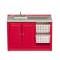 Dolls House Red Laundry Sink Unit & Baskets Miniature 1:12 Kitchen Furniture 