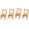 Dolls House 4 Light Oak Red Gingham Side Chairs Dining Room Kitchen Furniture