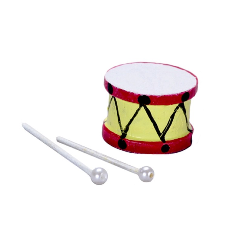Dolls House Childs Toy Drum with Sticks Miniature Nursery Accessory 