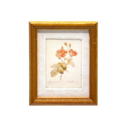 Dolls House Wild Rose Flower Picture Painting Walnut Frame Miniature Accessory