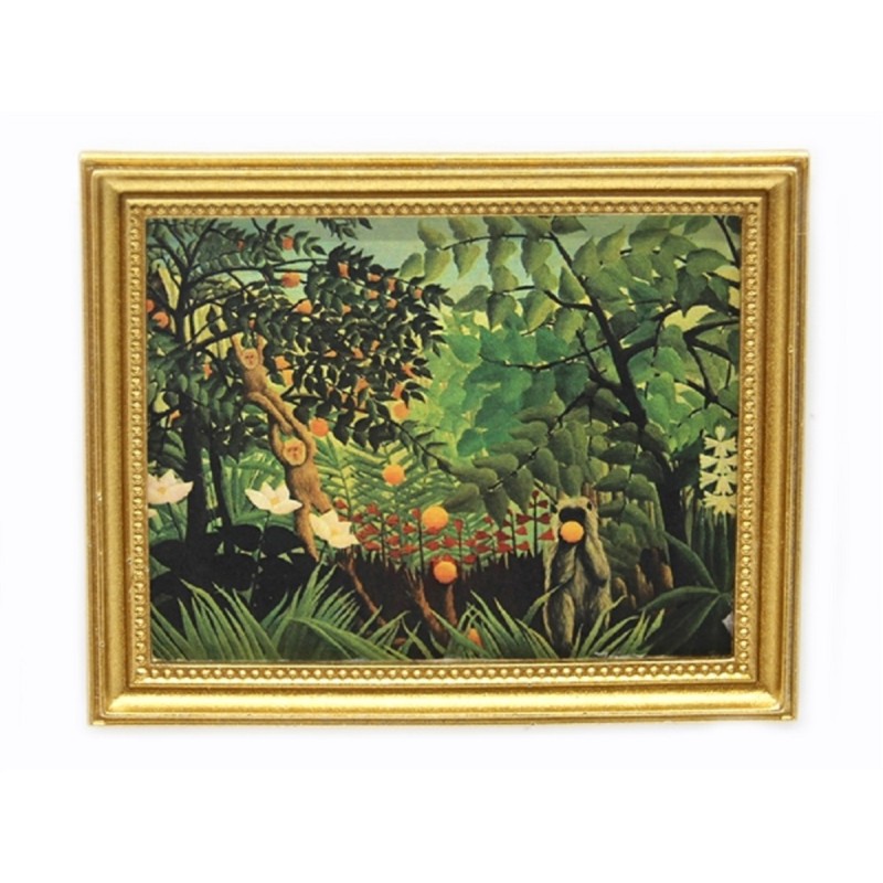 Dolls House Exotic Landscape Picture Painting in Gold Frame Miniature Accessory