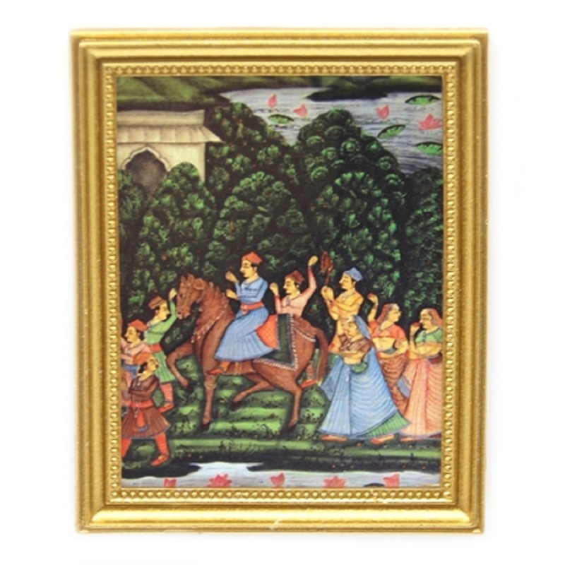 Dolls House Indian Entourage Picture Painting Gold Frame Miniature Accessory