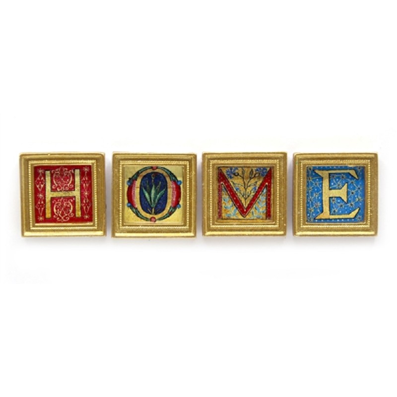 Dolls House 4 HOME Pictures Paintings in Square Gold Frame Miniature Accessory