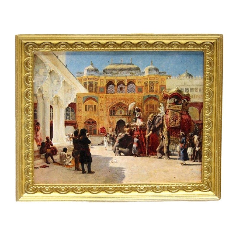 Dolls House Arrival of the Prince Picture Painting Gold Frame 1:12 Accessory