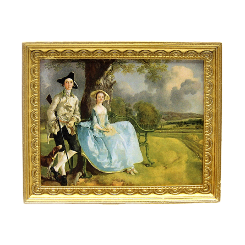 Dolls House Mr & Mrs Family Portrait Picture Painting Gold Frame 1:12 Accessory