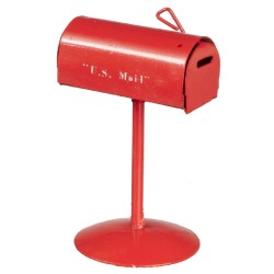 Dolls House Red Metal Mailbox U.S. Mail Post Box Miniature 1:12 Garden Accessory