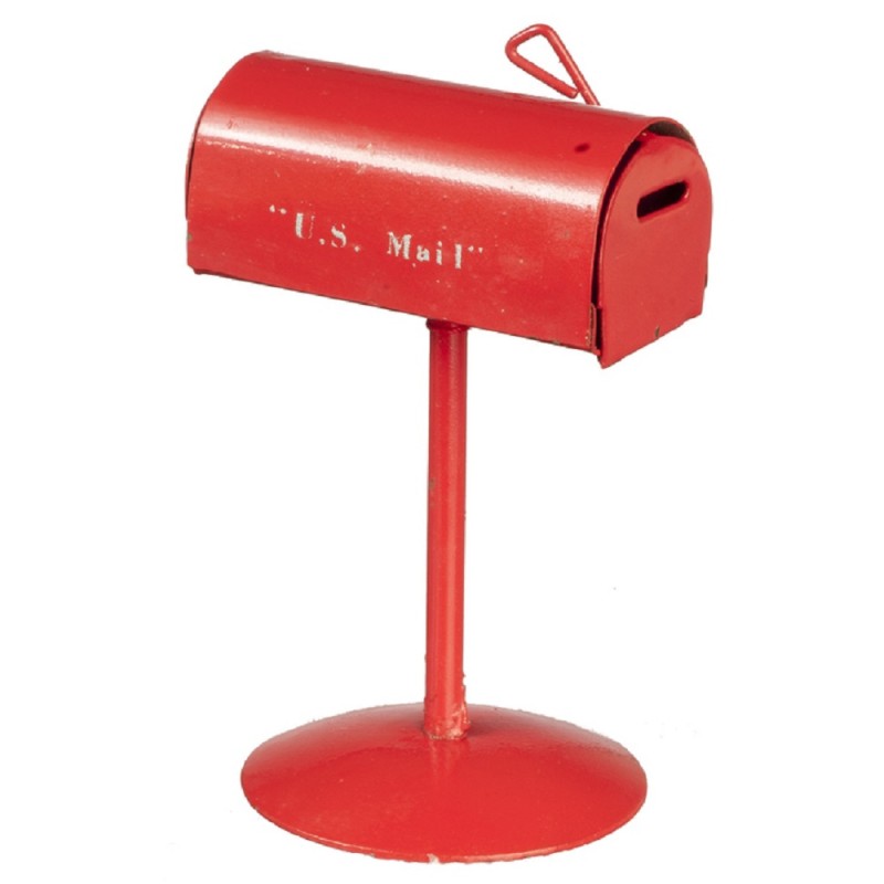 Dolls House Red Metal Mailbox U.S. Mail Post Box Miniature 1:12 Garden Accessory