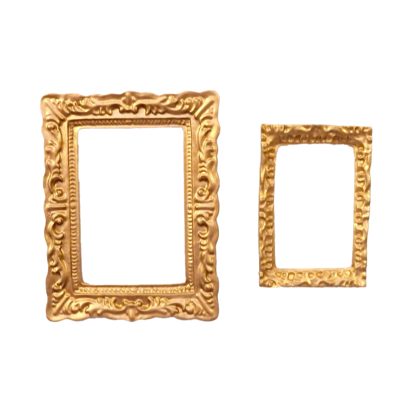 Dolls House 2 Empty Gold Picture Painting Frames Rectangular Miniature Accessory
