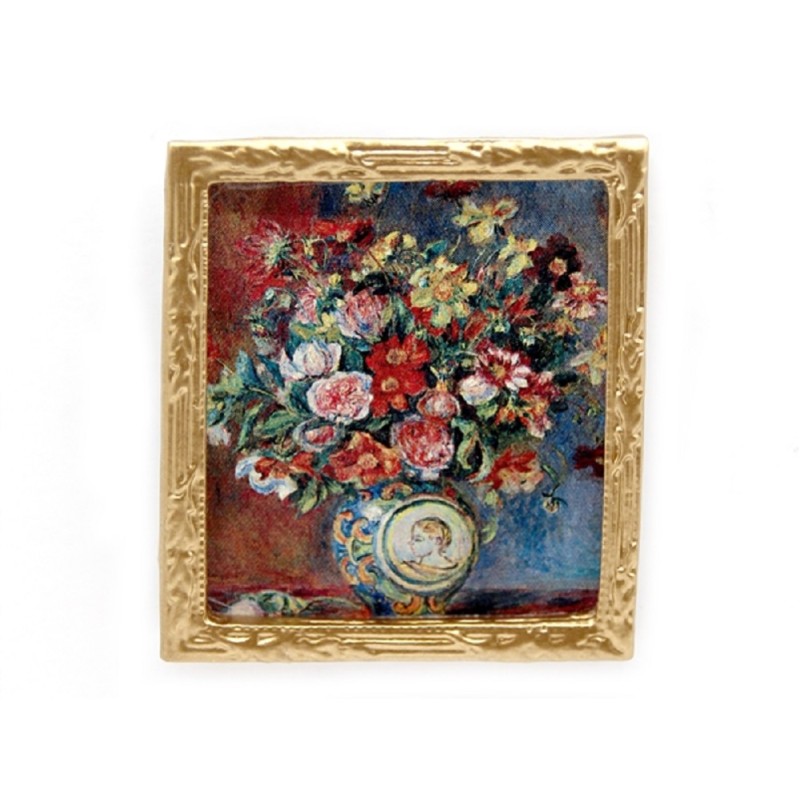 Dolls House Renoir Flowers Picture Painting Gold Frame Miniature 1:12 Accessory