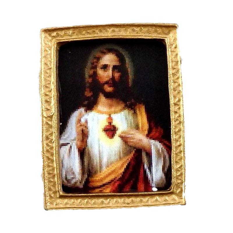 Dolls House Miniature Religious Picture Painting in Gold Frame