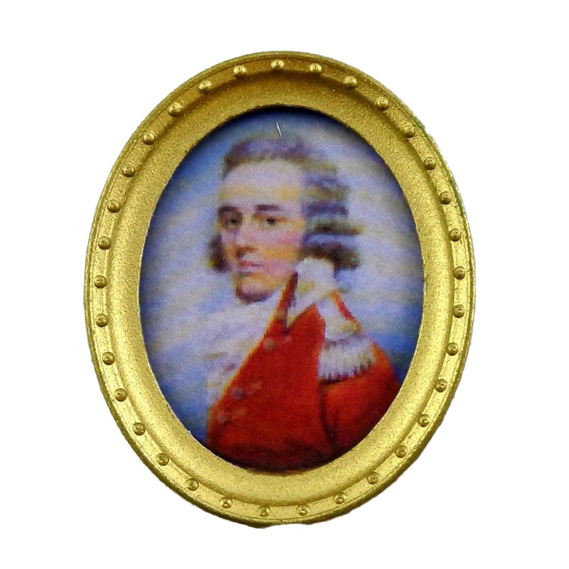 Dolls House Miniature Gentleman Portrait Picture in Oval Gold Frame