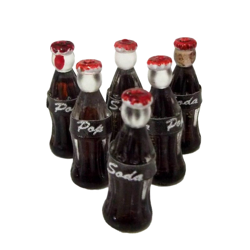 Dolls House Miniature 1:12 Shop Pub Cafe Bar Accessory 6 Bottles Cola Pop Soda