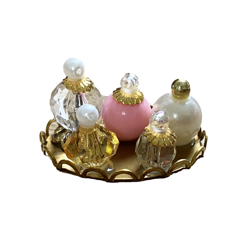 Dolls House Miniature Bathroom Bedroom Ladies Accessory Tray of Perfumes B