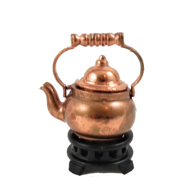 Dolls House Old Fashioned Copper Kettle on Stand 1:12 Kitchen Accessory