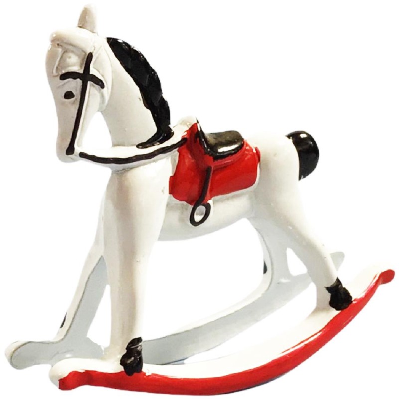 Dolls House White Rocking Horse Miniature Nursery Toy Shop Small Accessory 1:12
