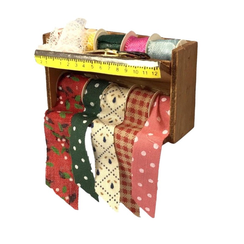 Dolls House Ribbon & Scissors on Shelf Unit Miniature Shop Sewing Room Accessory Dolls House Ribbon & Scissors on Shelf Unit Miniature Shop Sewing Room Accessory