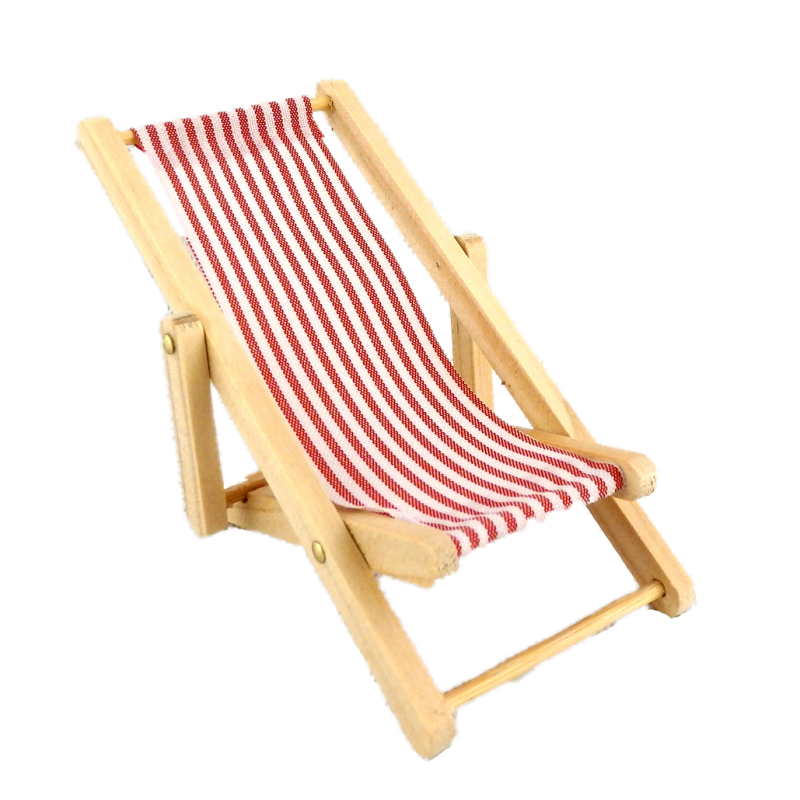 Dolls House Candy Stripe Folding Deck Chair Garden Beach Furniture 