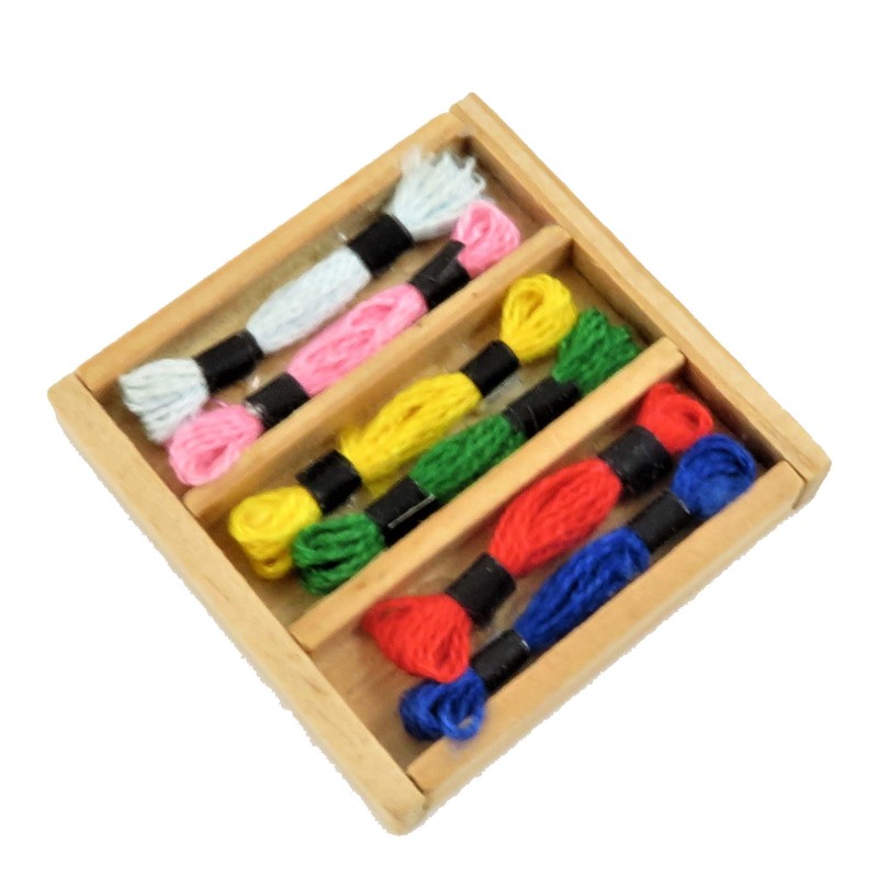 Dolls House Box of Embroidery Thread Silks Haberdashery Sewing Room Accessory