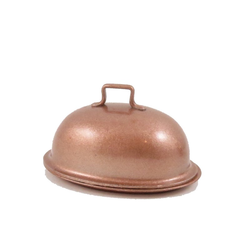 Dolls House Copper Coloured Oval Serving Tray & Lid 1:12 Kitchen Accessory
