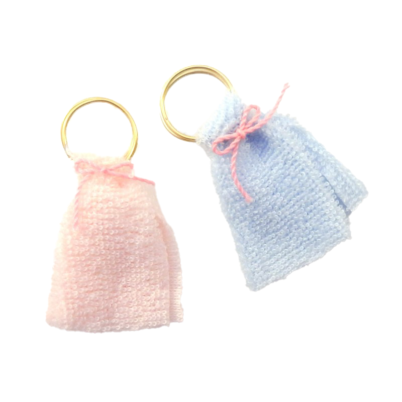 Dolls House Pink & Blue Towels on Rings 1:12 Bathroom Accessory